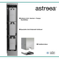 astreea&reg; Model XXL Desinfektionss&auml;ule aus Edelstahl mit Pedal und 3x5L Kanister