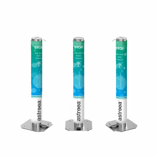 astreea® "Gib Viren keine Chance!" Desinfektionsspender Überzug für M, L, XL